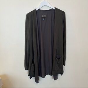 ANTHROPOLOGIE Saturday Sunday Green Moss Waterfall Cardigan Womens Large Pocket